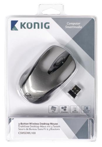 König CSMSDWL100 Draadloze desktop-muis met 3 knoppen