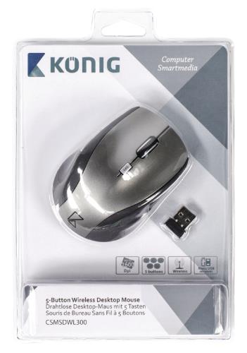 König CSMSDWL300 Draadloze desktop-muis met 5 knoppen