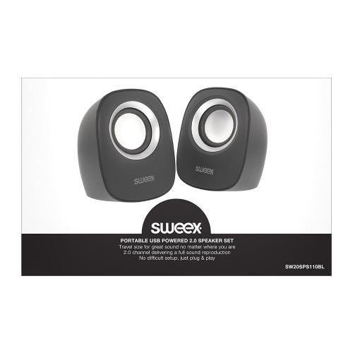 Sweex SW20SPS110BL Speaker 2.0 Bedraad 4 W Zwart/Zilver