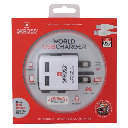 Skross 1302320 Reisadapter Wereld USB Geaard
