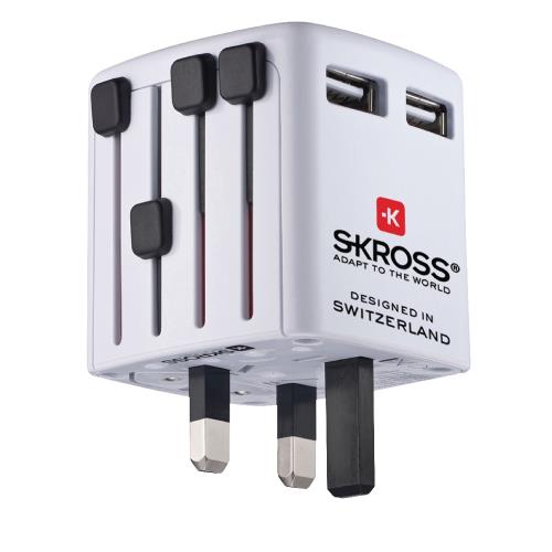 Skross 1302320 Reisadapter Wereld USB Geaard