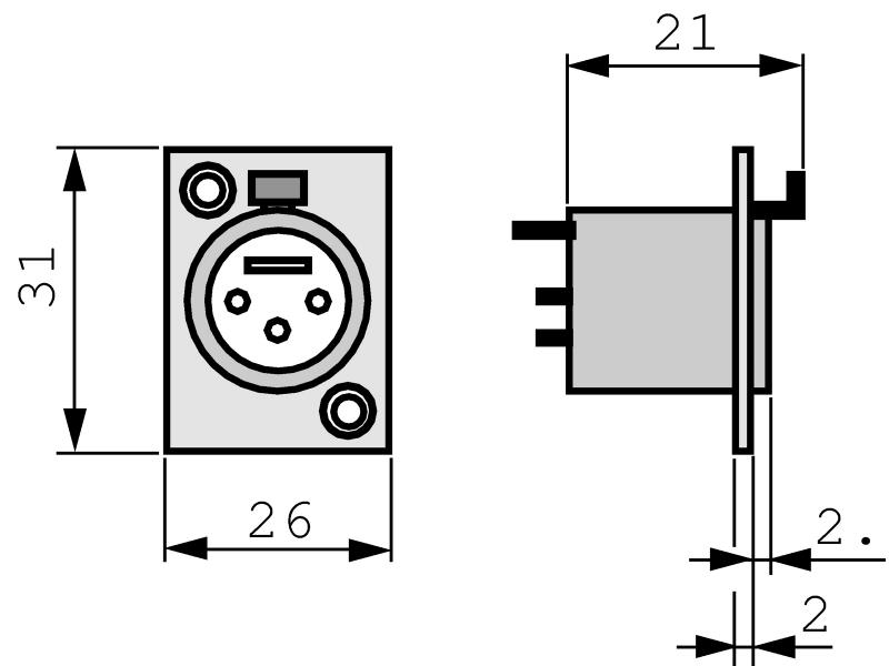 Neutrik  XLR Panel-mount female receptacle 3 DL soldeer connectie Zwart