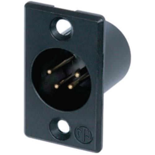 Neutrik NC4MP-BAG XLR Panel-mount male receptacle 4 P soldeer connectie Zwart