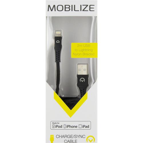 Mobilize 23007 Data en Oplaadkabel Apple Lightning - USB A Male 2 m Zwart