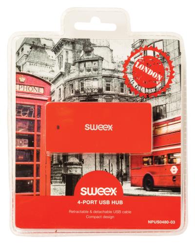 Sweex NPUS0480-03 4-poorts USB-hub London rood