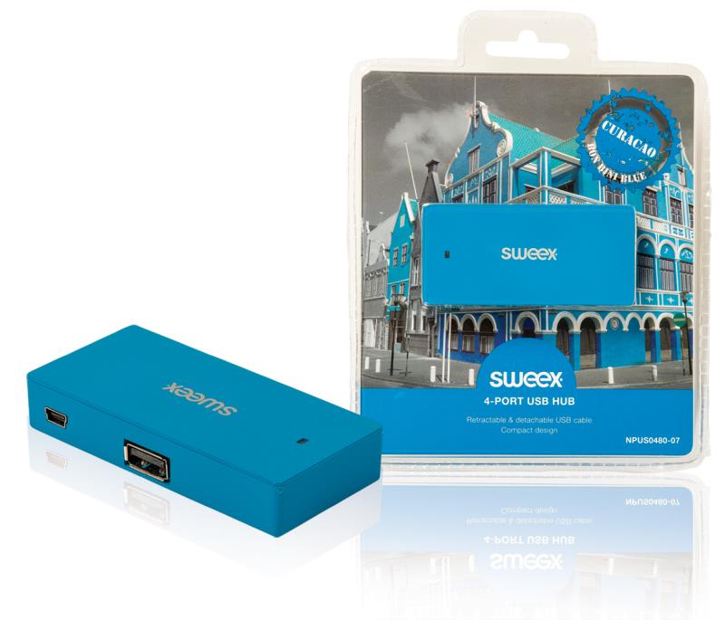 Sweex NPUS0480-07 4-poorts USB-hub Curaçao blauw