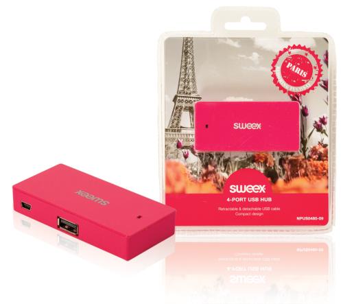 Sweex NPUS0480-09 4-poorts USB-hub Paris fuchsia