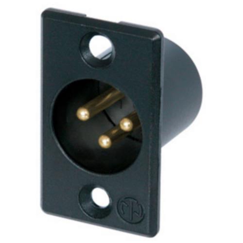 Neutrik NC3MP-B XLR Panel-mount male receptacle 3 P soldeer connectie Zwart