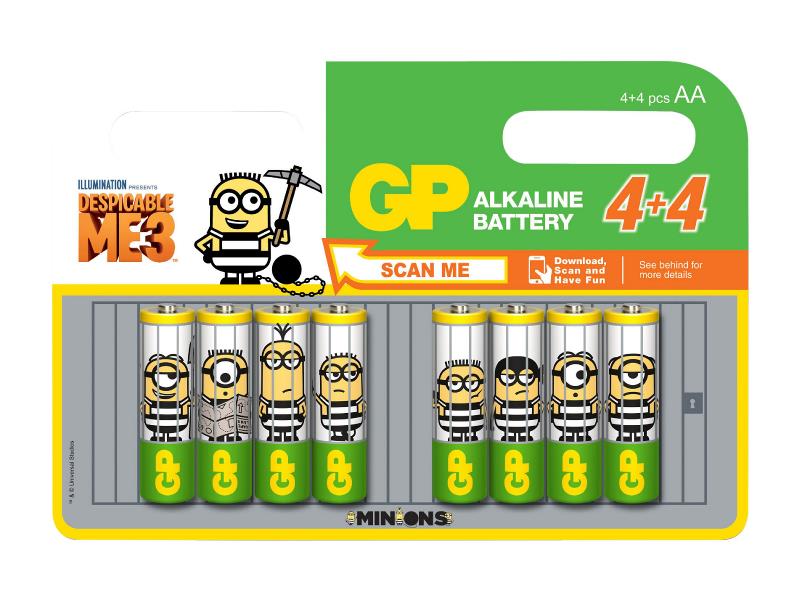 GP 03015ADHC8MINIONS Alkaline Batterij AA-Promotional Blister