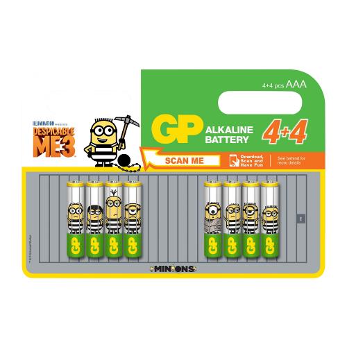 GP 03024ADHC8MINIONS Alkaline Batterij AAA-Promotional Blister