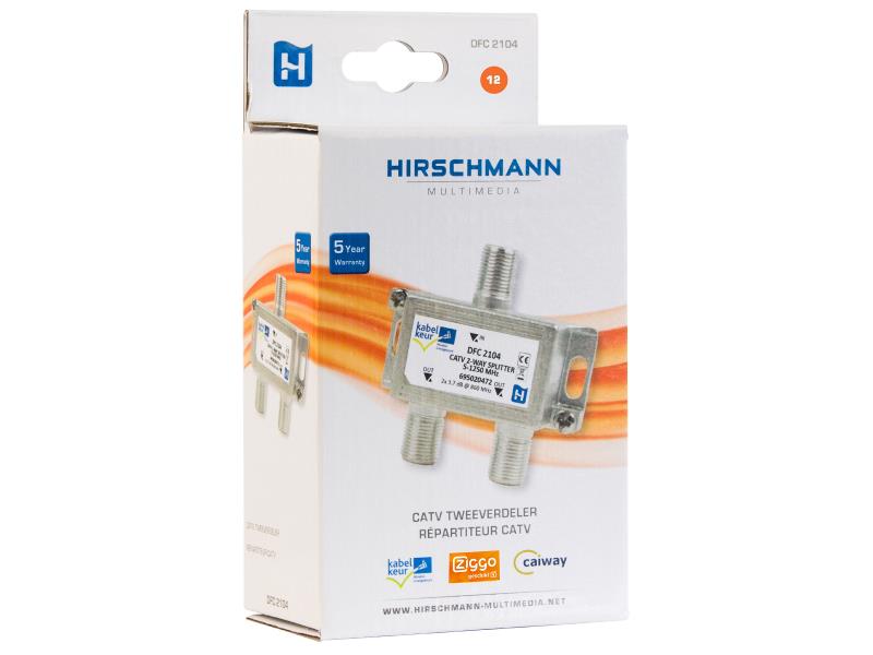 Hirschmann 695020471 CATV-Splitter 3.5 dB / 5 - 1250 MHz - 2 Uitgangen