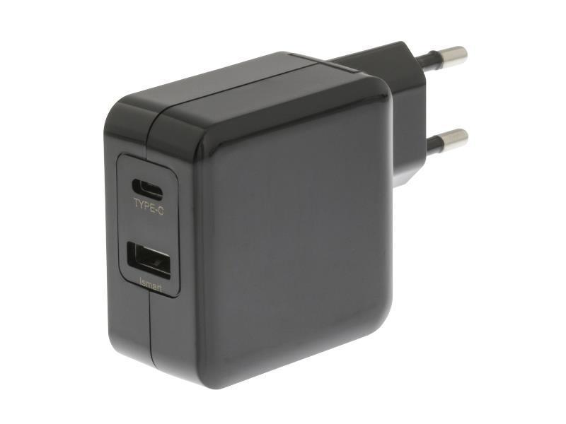 Sweex CH-015BL Lader 2 - Uitgangen 4.8 A USB / USB-C Zwart
