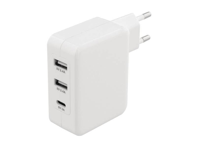 Sweex CH-016WH Lader 3 - Uitgangen 4.8 A 2x USB / USB-C Wit