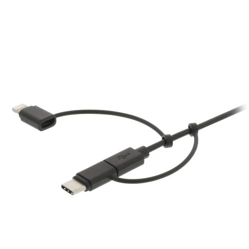 Valueline VLMP60620B1.00 3-in-1 Data en Oplaadkabel USB A Male - Micro-B Male 1 m Zwart