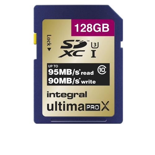 Integral INSDX128G10-9590-4K SDHC Geheugenkaart 10 / U3 / UHS-I 128 GB