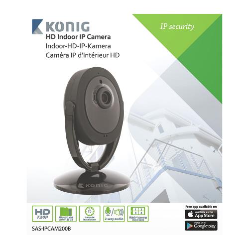 König SAS-IPCAM200B HD Pan-Tilt IP-Camera Binnen 1280x720 Zwart