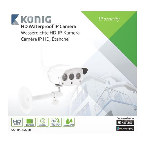 König SAS-IPCAM220 HD IP-Camera 1280x720 Buiten Wit