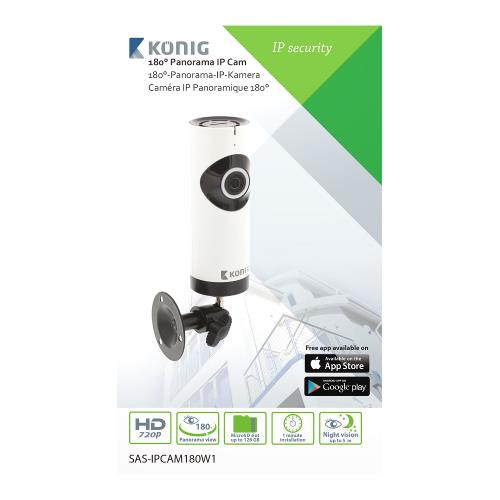 König SAS-IPCAM180W1 HD IP-Camera 1280x720 Panorama Wit/Zwart