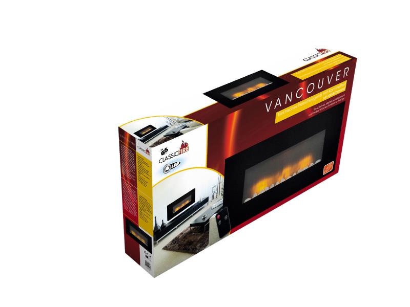 Classic Fire 53967 Electric Fireplace Heater Vancouver Ingebouwd 2000 W Zwart