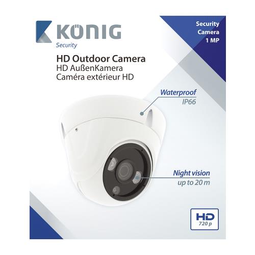 König SAS-AHDCAM01 Dome Beveiligingscamera Wit
