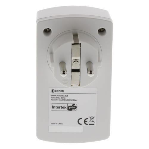 König SAS-CLALSPE10N Smart Home Plug-In Stopcontact - Schuko / Type F (CEE 7/7)