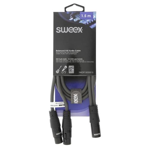 Sweex SWOP15025E15 XLR Stereokabel XLR 3-Pins Male - 2x XLR 3-Pins Female 1.5 m Donkergrijs