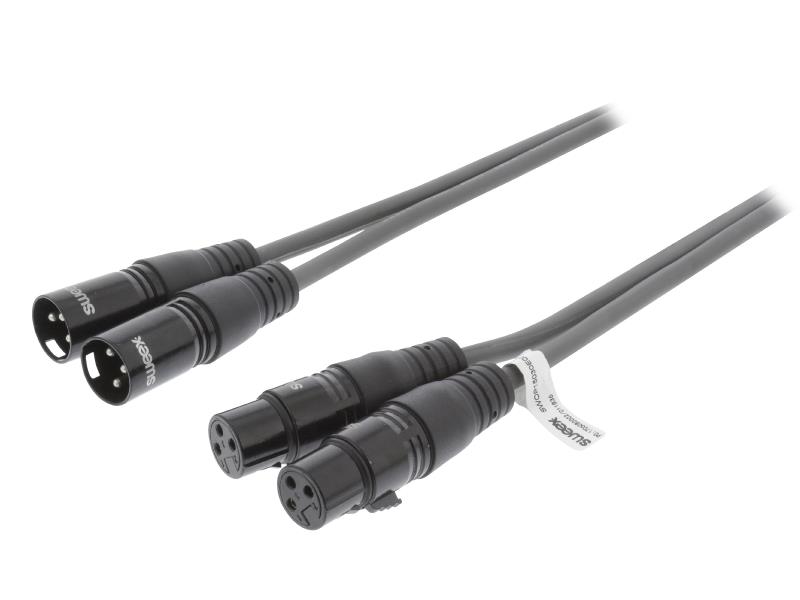 Sweex SWOP15030E05 XLR Stereokabel 2x XLR 3-Pins Male - 2x XLR 3-Pins Female 0.50 m Donkergrijs