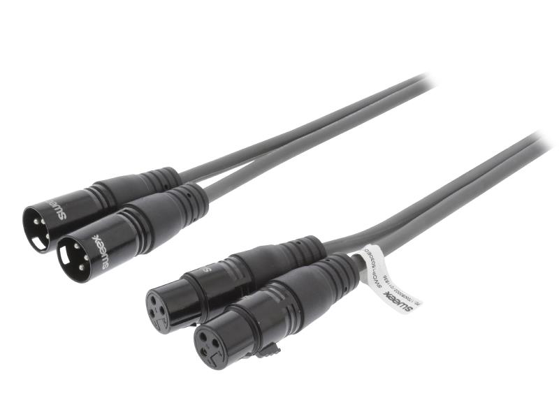Sweex SWOP15030E10 XLR Stereokabel 2x XLR 3-Pins Male - 2x XLR 3-Pins Female 1.0 m Donkergrijs