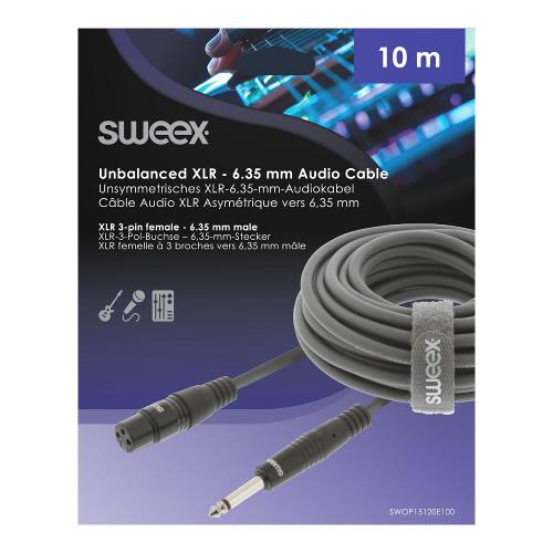 Sweex SWOP15120E100 XLR Mono Kabel XLR 3-Pins Female - 6.35 mm Male 10.0 m Donkergrijs