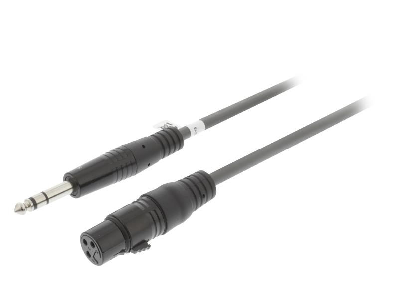 Sweex SWOP15110E15 XLR Stereokabel XLR 3-Pins Female - 6.35 mm Male 1.5 m Donkergrijs