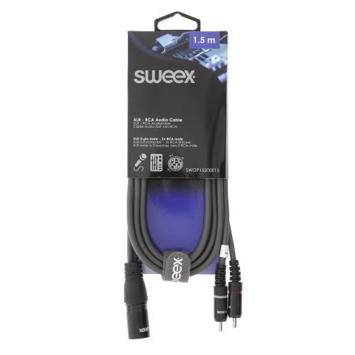 Sweex SWOP15200E15 XLR Stereokabel XLR 3-Pins Male - 2x RCA Male 1.5 m Donkergrijs