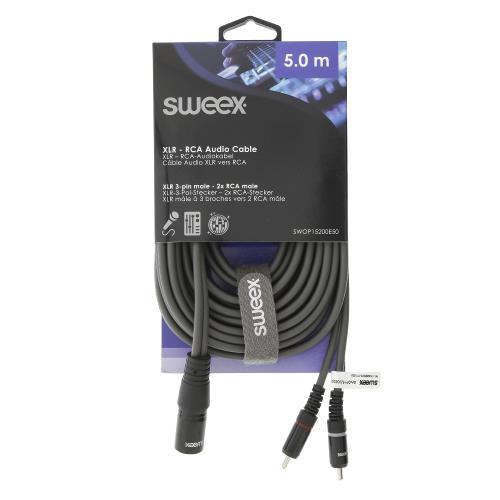 Sweex SWOP15200E50 XLR Stereokabel XLR 3-Pins Male - 2x RCA Male 5.0 m Donkergrijs