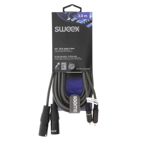 Sweex SWOP15210E30 XLR Stereokabel 2x XLR 3-Pins Male - 2x RCA Male 3.0 m Donkergrijs