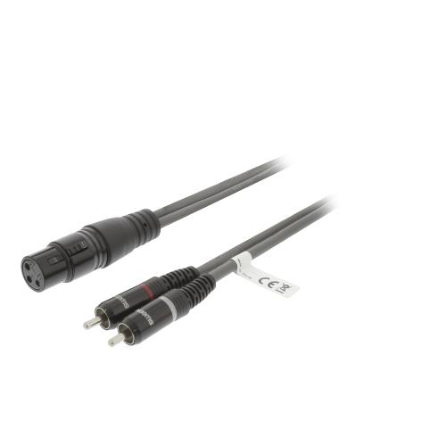 Sweex SWOP15220E15 XLR Stereokabel XLR 3-Pins Female - 2x RCA Male 1.5 m Donkergrijs