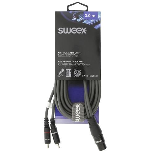 Sweex SWOP15220E30 XLR Stereokabel XLR 3-Pins Female - 2x RCA Male 3.0 m Donkergrijs
