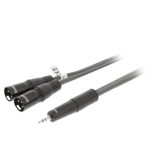 Sweex SWOP15310E15 XLR Stereokabel 2x XLR 3-Pins Male - 3.5 mm Male 1.5 m Donkergrijs