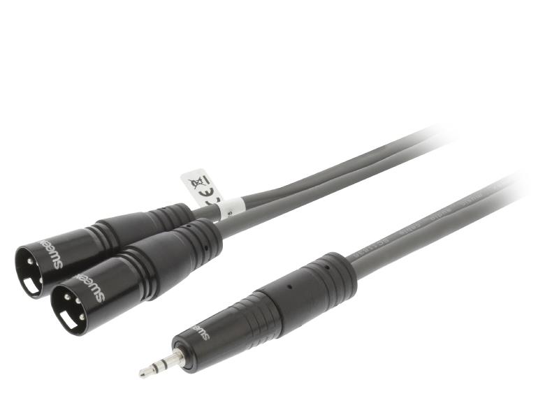 Sweex SWOP15310E30 XLR Stereokabel 2x XLR 3-Pins Male - 3.5 mm Male 3.0 m Donkergrijs