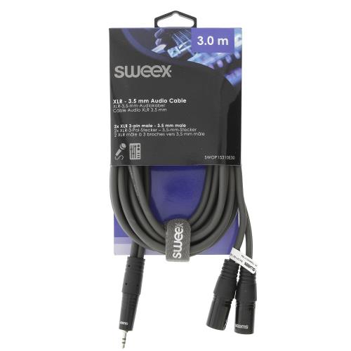 Sweex SWOP15310E30 XLR Stereokabel 2x XLR 3-Pins Male - 3.5 mm Male 3.0 m Donkergrijs