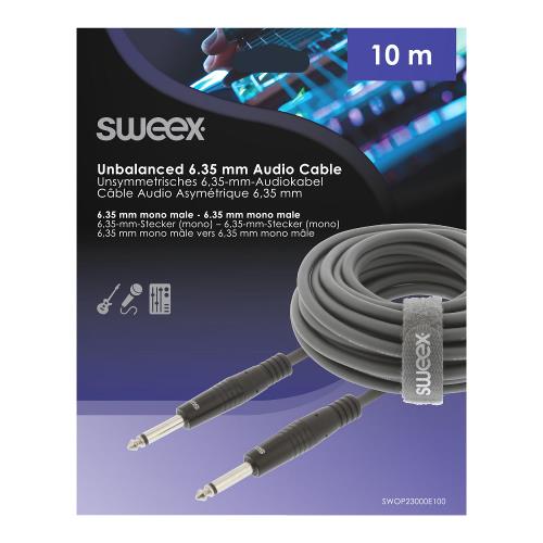 Sweex SWOP23000E100 Mono Audiokabel 6.35 mm Male - 6.35 mm Male 10.0 m Donkergrijs