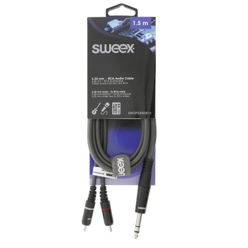 Sweex SWOP23300E15 Stereo Audiokabel 6.35 mm Male - 2x RCA Male 1.5 m Donkergrijs