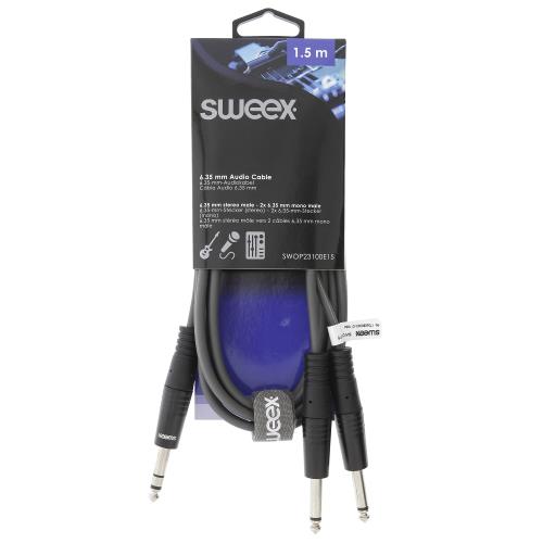 Sweex SWOP23100E15 Stereo Audiokabel 6.35 mm Male - 2x 6.35 mm Male 1.5 m Donkergrijs