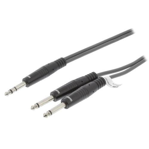 Sweex SWOP23100E30 Stereo Audiokabel 6.35 mm Male - 2x 6.35 mm Male 3.0 m Donkergrijs