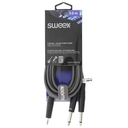 Sweex SWOP23200E30 Stereo Audiokabel 2x 6.35 mm Male - 3.5 mm Male 3.0 m Donkergrijs