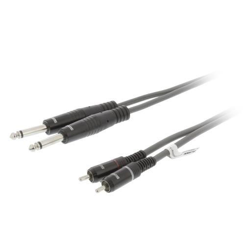 Sweex SWOP23320E15 Stereo Audiokabel 2x 6.35 mm Male - 2x RCA Male 1.5 m Donkergrijs
