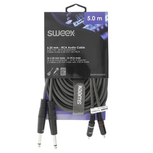 Sweex SWOP23320E50 Stereo Audiokabel 2x 6.35 mm Male - 2x RCA Male 5.0 m Donkergrijs