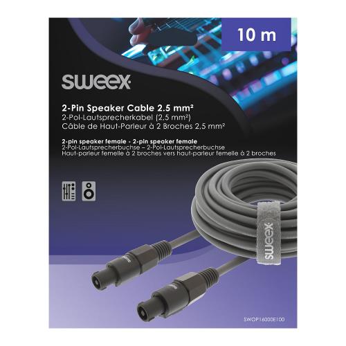 Sweex SWOP16000E100 Luidsprekerkabel Speaker 2-Pins Female - Speaker 2-Pins Female 10.0 m Donkergrijs
