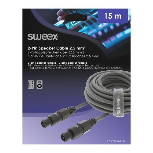 Sweex SWOP16000E150 Luidsprekerkabel Speaker 2-Pins Female - Speaker 2-Pins Female 15.0 m Donkergrijs