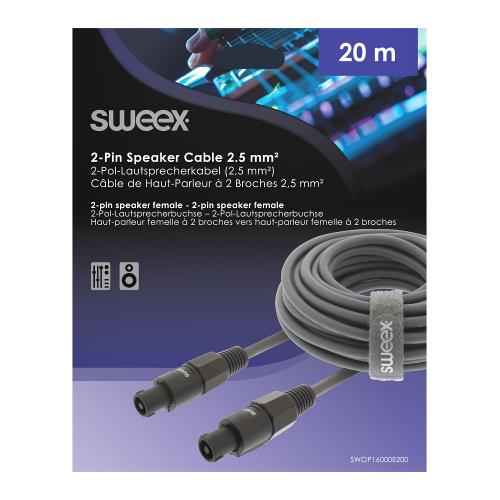 Sweex SWOP16000E200 Luidsprekerkabel Speaker 2-Pins Female - Speaker 2-Pins Female 20.0 m Donkergrijs