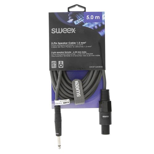 Sweex SWOP16200E50 Luidsprekerkabel Speaker 2-Pins Female - 6.35 mm Male 5.0 m Donkergrijs