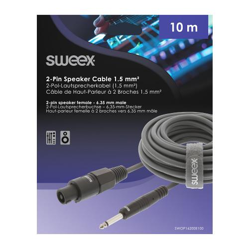 Sweex SWOP16200E100 Luidsprekerkabel Speaker 2-Pins Female - 6.35 mm Male 10.0 m Donkergrijs
